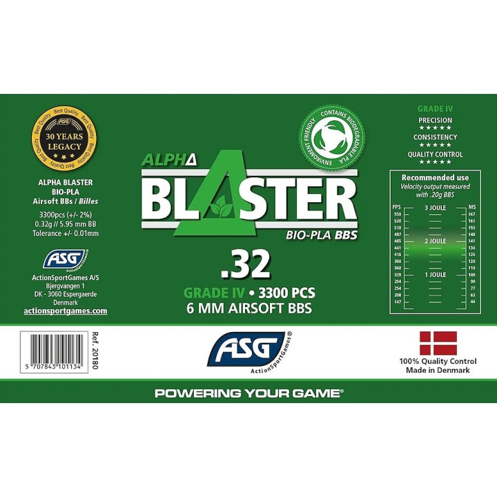 Bouteille de 3300 billes airsoft en PLA 0,32g ASG