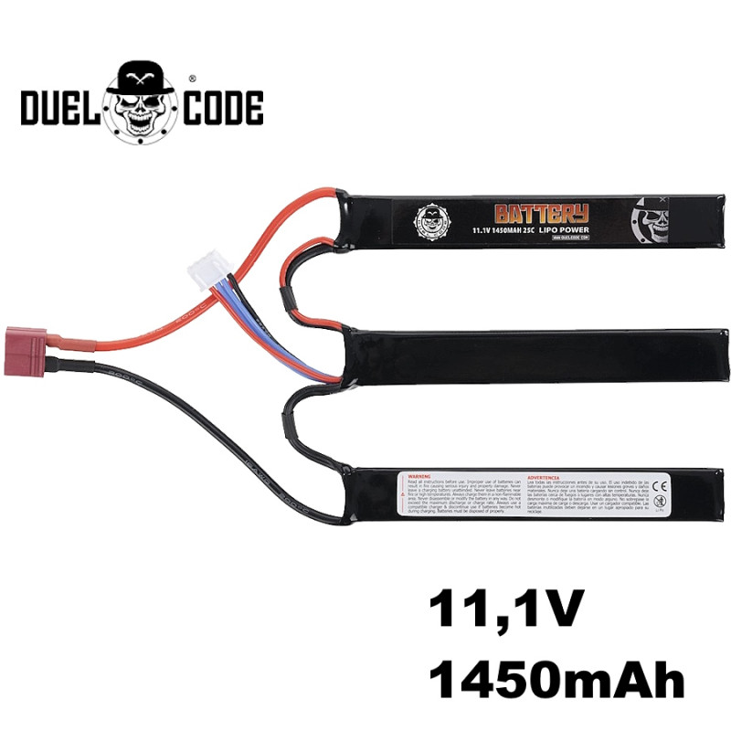 Batterie LiPo 11.1V 1450mAh 25C T-Dean Duel Code pour airsoft