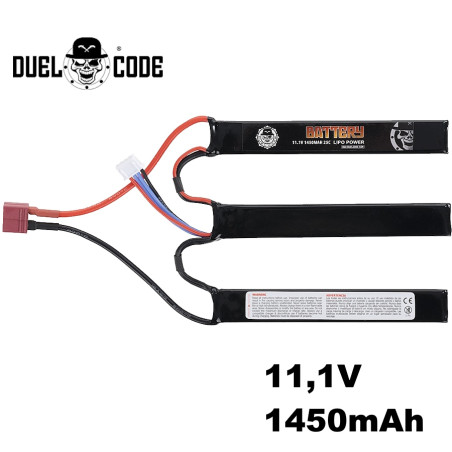Batterie LiPo 11.1V 1450mAh 25C T-Dean Duel Code pour airsoft