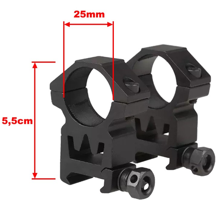 Optique en deux parties montage 25mm pour rail RIS (haut)