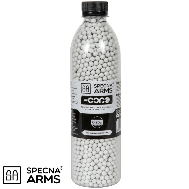 Billes airsoft Specna Arms CORE 0,25g bouteille 3000 pièces blanches 6mm