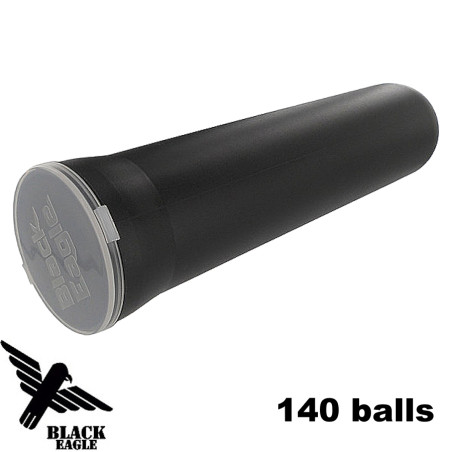 Tube paintball noir 140 billes Black Eagle calibre 68 flick lid