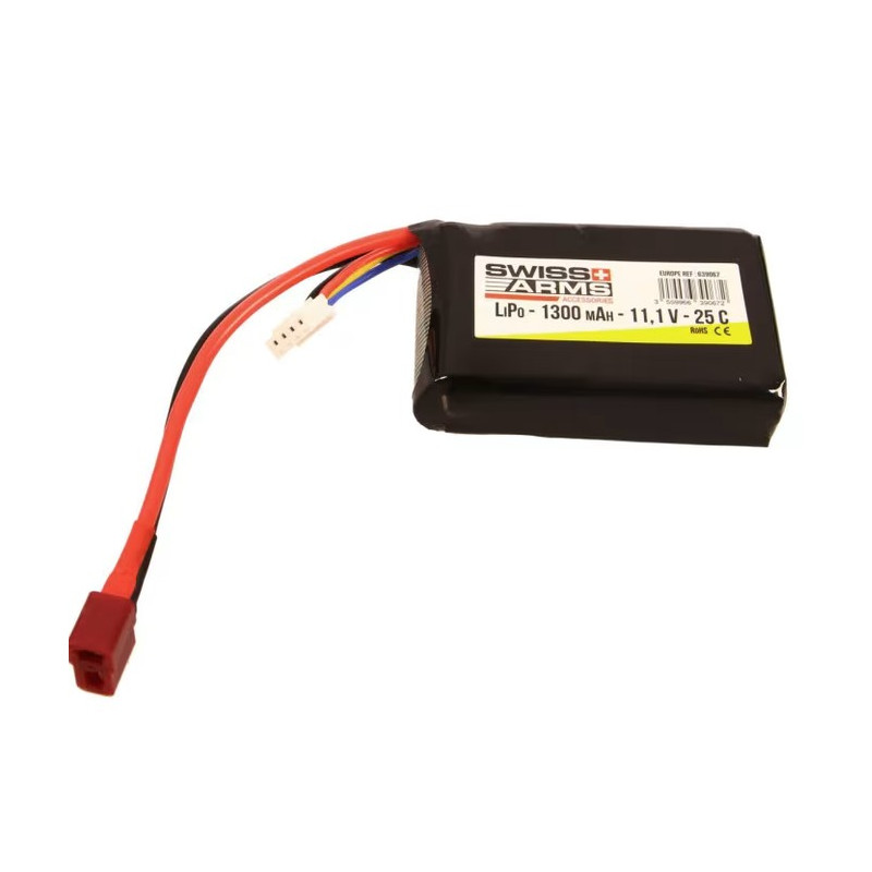 Batterie LiPo AN/PEQ 11.1v - 1300 mAh - 25C - T-Dean - Swiss Arms