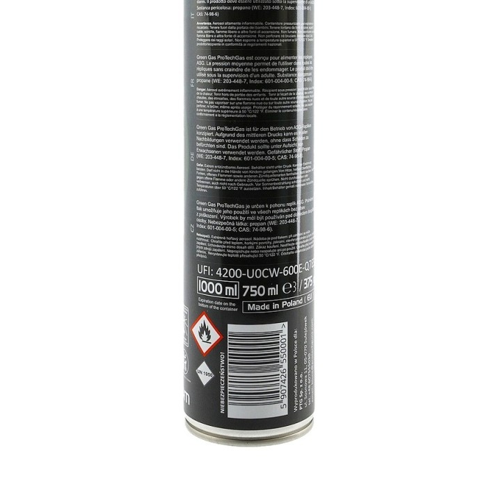 Bouteille de green gas Protech 1000 ml, gaz airsoft siliconé résistant au froid