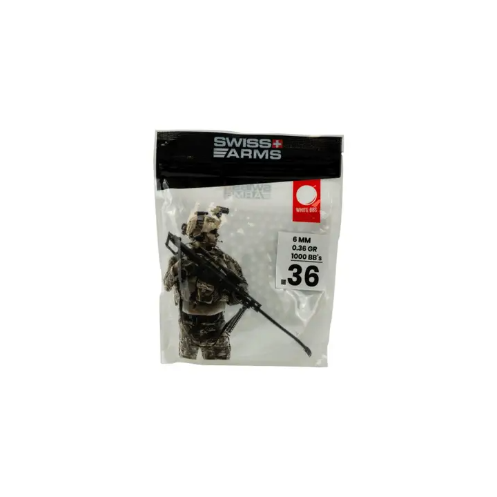 Billes 0,36g sachet 1000 BBs blanches Swiss Arms
