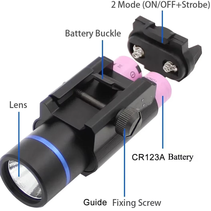 Lampe de poche LED de lumière de chasse tactique QD d'usine 500 lumens