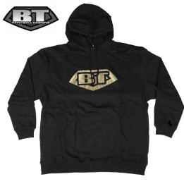 Hoodie BT noir paintball avec lettre BT dorée